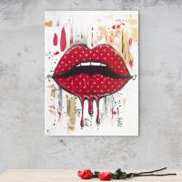 Polkadot Lips rot - Einzelstück, 40x30cm Bild 1