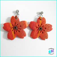 Blüten Ohrhänger orange mit Strass Stecker ART 6609