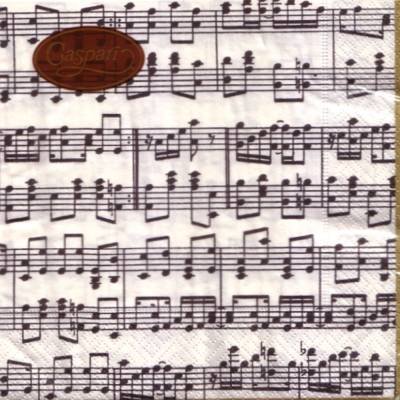 Lunchservietten Musica, mit s/w Musiknoten, Servietten mit Goldrand, von Caspari
