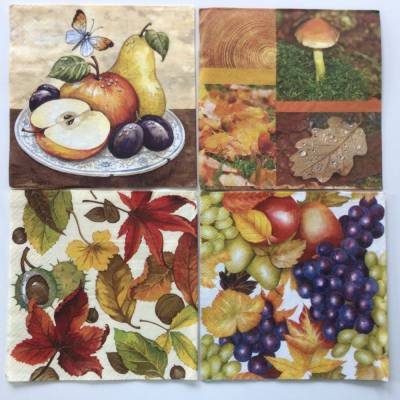 Motivservietten Herbst, 4 Stück zum Basteln für Decoupage, Serviettentechnik uvm., 3-lagig, 33 x 33 cm