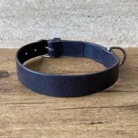 Halsband, Hundehalsband aus Leder, Lederhalsband für Hunde, dunkelblau Bild 1