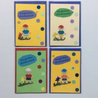 Glückwunschkarte für kleine Jungen, bunte Klappkarte 10,5 cm x 14,8 cm mit farblich passendem Umschlag Bild 1