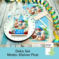 Dekoration Kindergeburtstag Set, Duplo Banderole, Cake Topper, Tischset, Motto Piraten, Geburtstag Jungen, individuell Bild 1