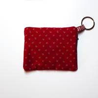 Kleines Täschchen, Geldbeutel, Schlüsselanhänger, rot mit Blümchen Bild 4