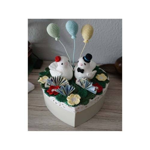 Häkelanleitung Hochzeitsgeschenk Taubenpärchen.