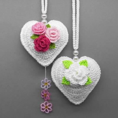 Häkelanleitung Herz in 2 Versionen Dekohänger - einfach & vielseitig aus Wollresten