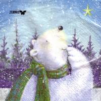 Lunchservietten Norwin, der Eisbär, im Winterwald mit Weihnachtsstern, von Stewo zum Basteln Bild 1