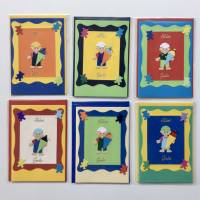 Glückwunschkarte Schulanfang, Einschulung, Jungen, Klappkarte 10,5 cm x 14,8 cm mit farblich passendem Umschlag Bild 1