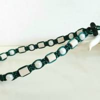 EM-Keramik Halsband Dunkelgrün mit weißen Perlen Bild 1