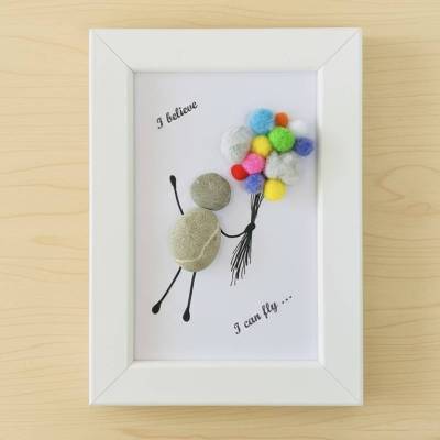 Steinbild I believe I can fly – Personalisiertes Unikat mit Natursteinen & Ballons, STB-259