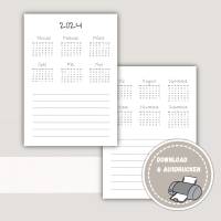 Kalender 2024 zum Ausdrucken A4, Kalender in der Halbjahresansicht | Plan, Kalender&Listen Printables, Bild 2