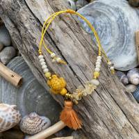 Armband „Schildkröte“ - Perlen-Armband mit Schildkröte, Quaste, Rocailles und Citrin-Splittern in orange Bild 3