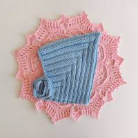 Pixiemütze, Babymütze, gestrickt aus Wolle (Merino) und Baumwolle, Farbe hellblau, 6-9 Monate Bild 6