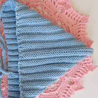Pixiemütze, Babymütze, gestrickt aus Wolle (Merino) und Baumwolle, Farbe hellblau, 6-9 Monate Bild 7