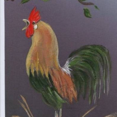 Grußkarte,     " Aufstehen ! " -    handgemalt