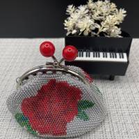 Tasche Geldbörse Perlentasche gehäkelt mit kleinen Miyuki Glasperlen Bild 2
