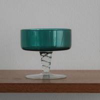Vintage Glasschale mit Fuß smaragdgrün Bild 1