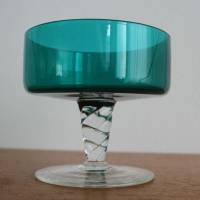 Vintage Glasschale mit Fuß smaragdgrün Bild 2