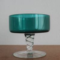 Vintage Glasschale mit Fuß smaragdgrün Bild 3
