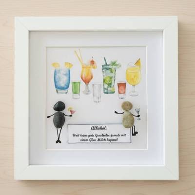 Steinbild Alkohol – Handgefertigtes Geschenk mit Spruch | personalisierbar, STB-254