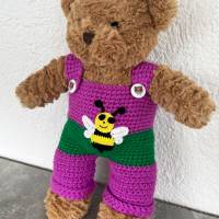 NEU Trägerhose für Teddy  38 - 40 cm mit  Biene Unikat !!!   Bärenkleidung !  sofort lieferbar ! Bild 1