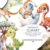 13 digital Dinosaur PNG Watercolor Clipart Bundle, Sublimation,Commercial License Bild 1