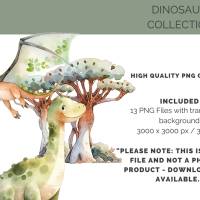13 digital Dinosaur PNG Watercolor Clipart Bundle, Sublimation,Commercial License Bild 2