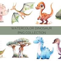 13 digital Dinosaur PNG Watercolor Clipart Bundle, Sublimation,Commercial License Bild 3