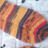 Handgestrickte Socken Herbsttöne orange Größe 38/39 Bild 2