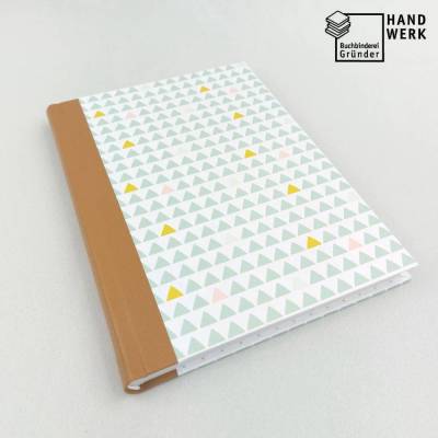 Notizbuch, Dreiecke ocker, 100 Blatt, handgefertigt