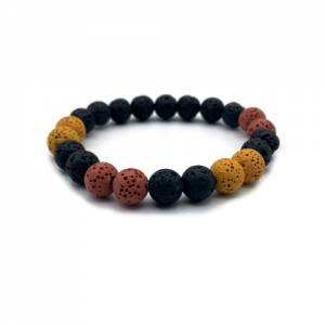 Handgemachtes Lavastein-Armband mit bunten Perlen, Geschenkidee, Meditationsarmband, Lavastein, Spirituelles Armband Bild 1