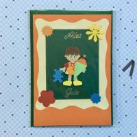 Glückwunschkarte Schulanfang, Einschulung, Mädchen, Klappkarte 10,5 cm x 14,8 cm mit farblich passendem Umschlag Bild 2