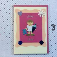 Glückwunschkarte Schulanfang, Einschulung, Mädchen, Klappkarte 10,5 cm x 14,8 cm mit farblich passendem Umschlag Bild 4