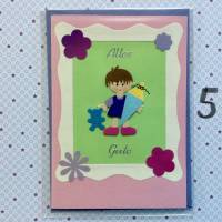 Glückwunschkarte Schulanfang, Einschulung, Mädchen, Klappkarte 10,5 cm x 14,8 cm mit farblich passendem Umschlag Bild 6