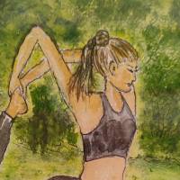 Aquarell, DIN A4 "Yoga", original & signiert Bild 4