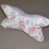 Nackenkissen klein in weiß-rosa mit Rosen- und Karomuster Bild 2