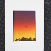 Kakao Karte minimalistische Landschaft, Original ACEO Kunst aus der Sprühpistole für Sammler, Künstlerkarte Bild 1