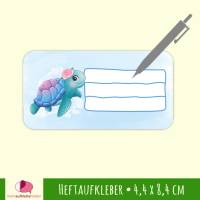12 Heftaufkleber | Watercolor Schildkröte - Schulaufkleber zum selbstbeschriften - 4,4 x 8,4 cm Bild 1