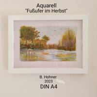 Aquarell, DIN A4 "Flußufer im Herbst", original & signiert Bild 4