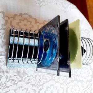 Vintage CD-Ständer, Schallplattenständer für 20 CD oder Schallplatten, records holder aus Metall Bild 1