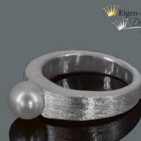 Goldschmiede Silberring "straight with pearl", massiv Sterling Silber, Herrenring, Damenring, Silberschmuck hand Bild 3