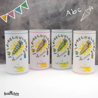 Tischlicht Lichthülle Einschulung Schultüte – Personalisierte Deko zur Einschulungsfeier