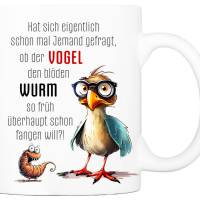 Tasse mit Spruch VOGEL & WURM - Bürotasse, Kaffeetasse Bild 1