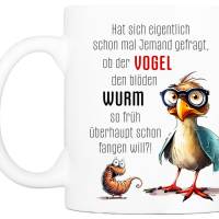 Tasse mit Spruch VOGEL & WURM - Bürotasse, Kaffeetasse Bild 2