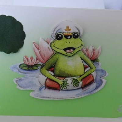 Karte - Grußkarte  Glückwunschkarte zum Geburtstag mit 3-D-Motiv Kapitän Frosch - Humor