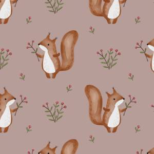 Jersey (Bio) Eichhörnchen mit Beeren - rosa Bild 1
