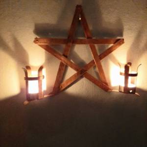 Mittelalter Pentagramm-Kerzenleuchter aus Kupfer, handgemacht in Bayern, Wandschmuck Bild 3