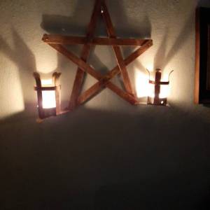 Mittelalter Pentagramm-Kerzenleuchter aus Kupfer, handgemacht in Bayern, Wandschmuck Bild 9