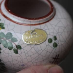 mini Craquelé Vase Kugelvase Handbemalt WGP Keramik Midcentury 50er Jahre West Germany Bild 3