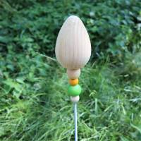 Gartenstecker Zapfen grüne Perle Holz handgefertigt Bild 2